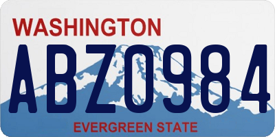 WA license plate ABZ0984