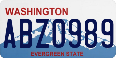 WA license plate ABZ0989