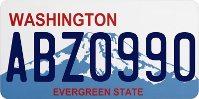 WA license plate ABZ0990