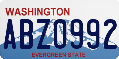 WA license plate ABZ0992