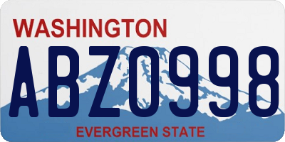 WA license plate ABZ0998