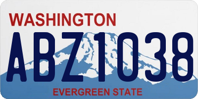 WA license plate ABZ1038