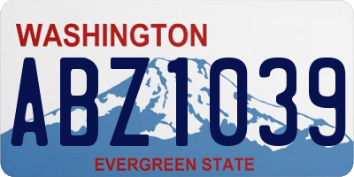 WA license plate ABZ1039