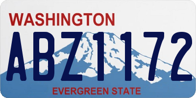 WA license plate ABZ1172