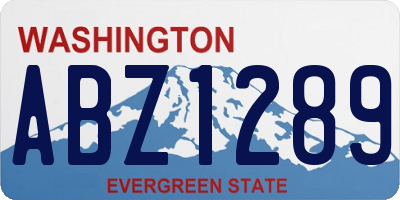 WA license plate ABZ1289