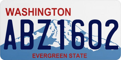 WA license plate ABZ1602