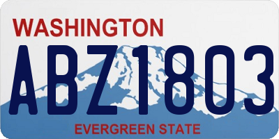 WA license plate ABZ1803