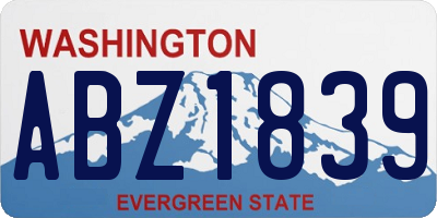 WA license plate ABZ1839