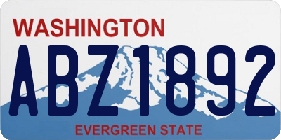 WA license plate ABZ1892