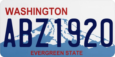 WA license plate ABZ1920