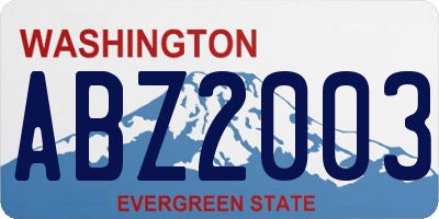 WA license plate ABZ2003