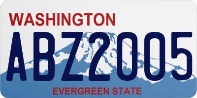 WA license plate ABZ2005