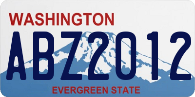 WA license plate ABZ2012