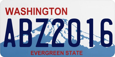 WA license plate ABZ2016