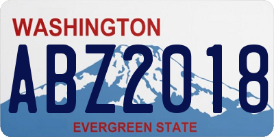 WA license plate ABZ2018