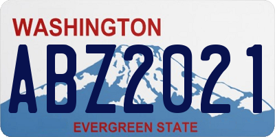 WA license plate ABZ2021