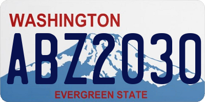 WA license plate ABZ2030