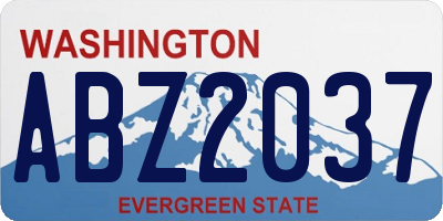 WA license plate ABZ2037