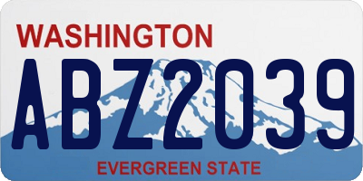 WA license plate ABZ2039