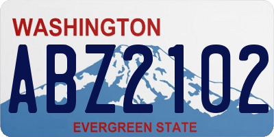 WA license plate ABZ2102