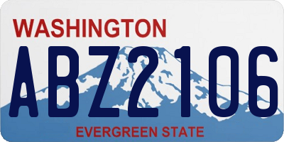 WA license plate ABZ2106