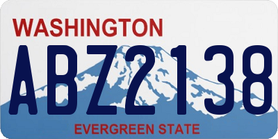 WA license plate ABZ2138