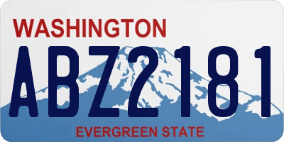 WA license plate ABZ2181
