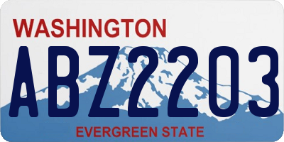 WA license plate ABZ2203