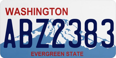 WA license plate ABZ2383