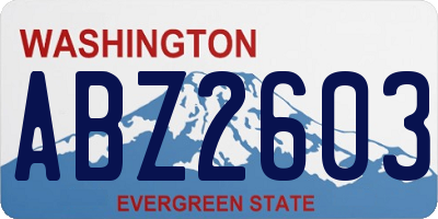 WA license plate ABZ2603