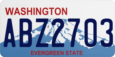 WA license plate ABZ2703