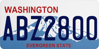 WA license plate ABZ2800