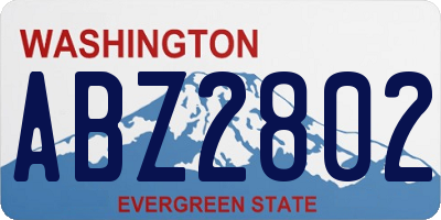 WA license plate ABZ2802