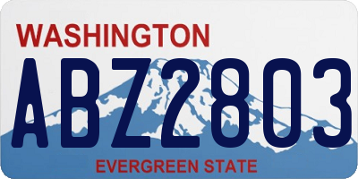 WA license plate ABZ2803