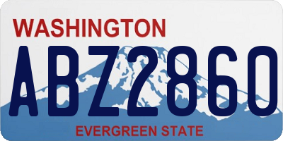 WA license plate ABZ2860