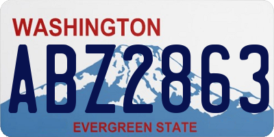 WA license plate ABZ2863