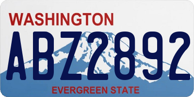 WA license plate ABZ2892