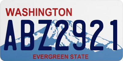 WA license plate ABZ2921