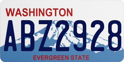 WA license plate ABZ2928