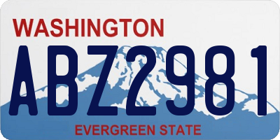 WA license plate ABZ2981