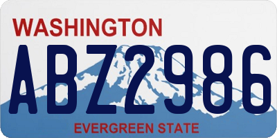 WA license plate ABZ2986