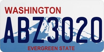WA license plate ABZ3020