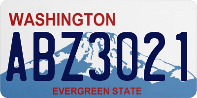 WA license plate ABZ3021
