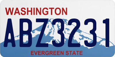 WA license plate ABZ3231