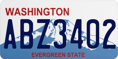 WA license plate ABZ3402