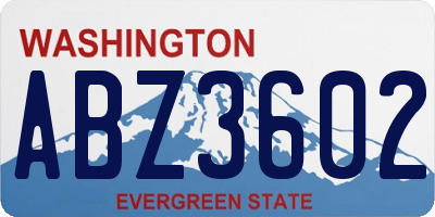 WA license plate ABZ3602