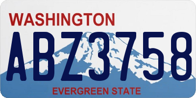 WA license plate ABZ3758