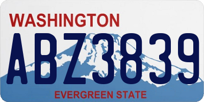 WA license plate ABZ3839