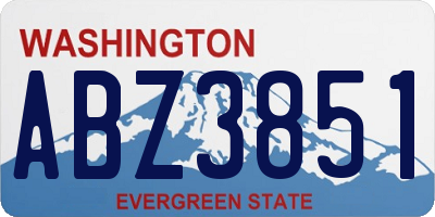 WA license plate ABZ3851