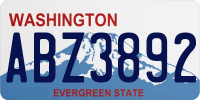 WA license plate ABZ3892